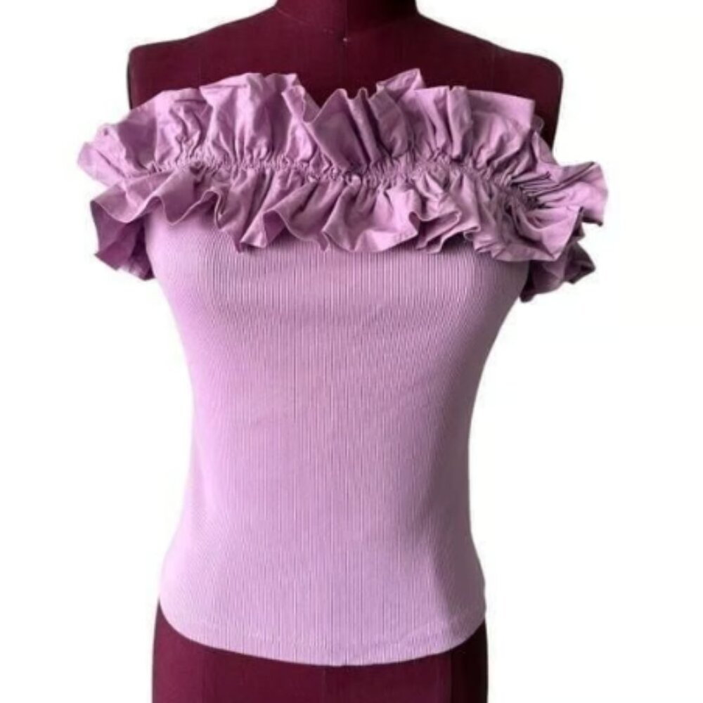 Anthropologie Lilac Ruffled Tube Top